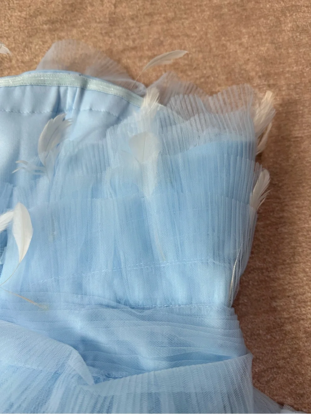 Mac Duggal 20529 Powder Blue Feather Strapless Tulle Fit & Flare Dress NWT 12 - Picture 16 of 16